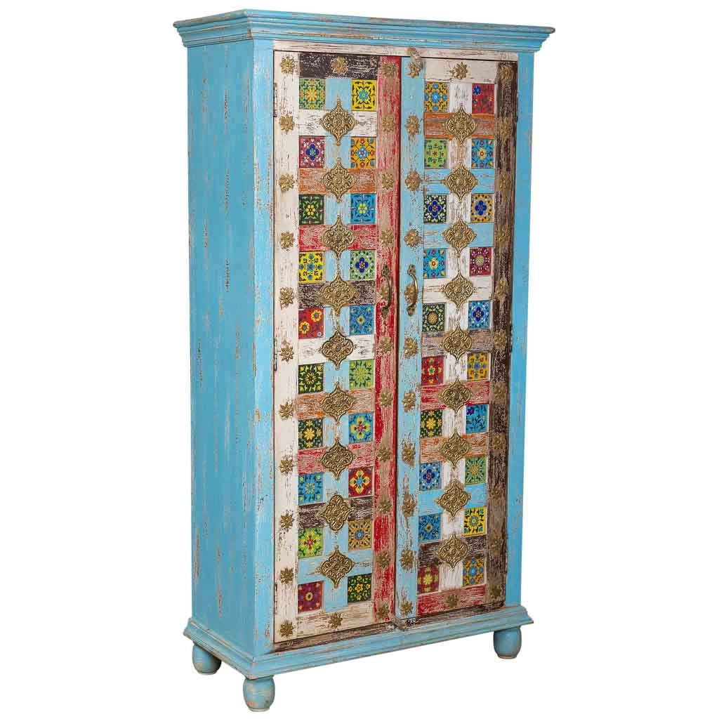 Armadio in legno blu 90x40x170h