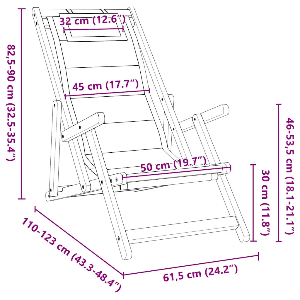Sedia da spiaggia 2 pcs Marrone Legno di Acacia Massello 3325140