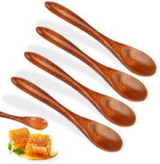 4 pezzi di spatole in legno per miele, spatole in legno manufatti a mano piccole, cucchiaio di soia in nanmu naturale, cucchiaio di legno per mescolare, rovesciare e cucinare, utensili da cucina in legno per miele, cioccolata calda, tè, caffè