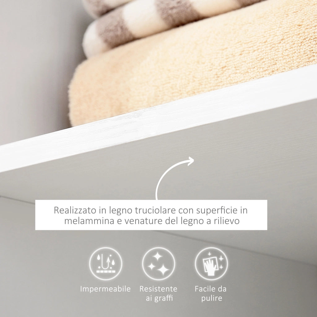 Armadio con Ruote, Appendabiti e 3 Ripiani ¨C Minimal ¨C Legno, 80x40x128 cm