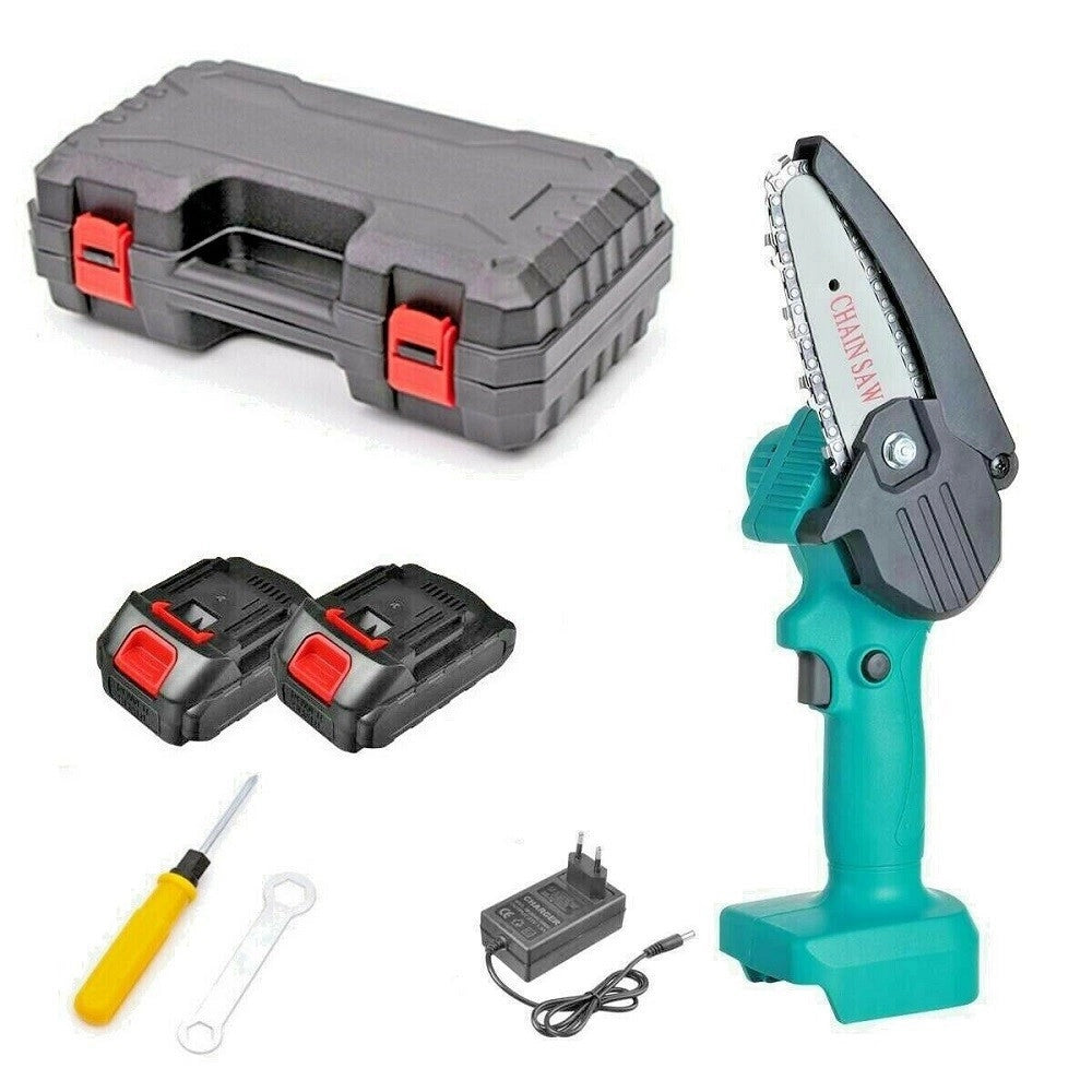 Trade Shop - Mini Elettrosega A Doppia Batteria Motosega Elettrica Tagliarami 4'' 318 -