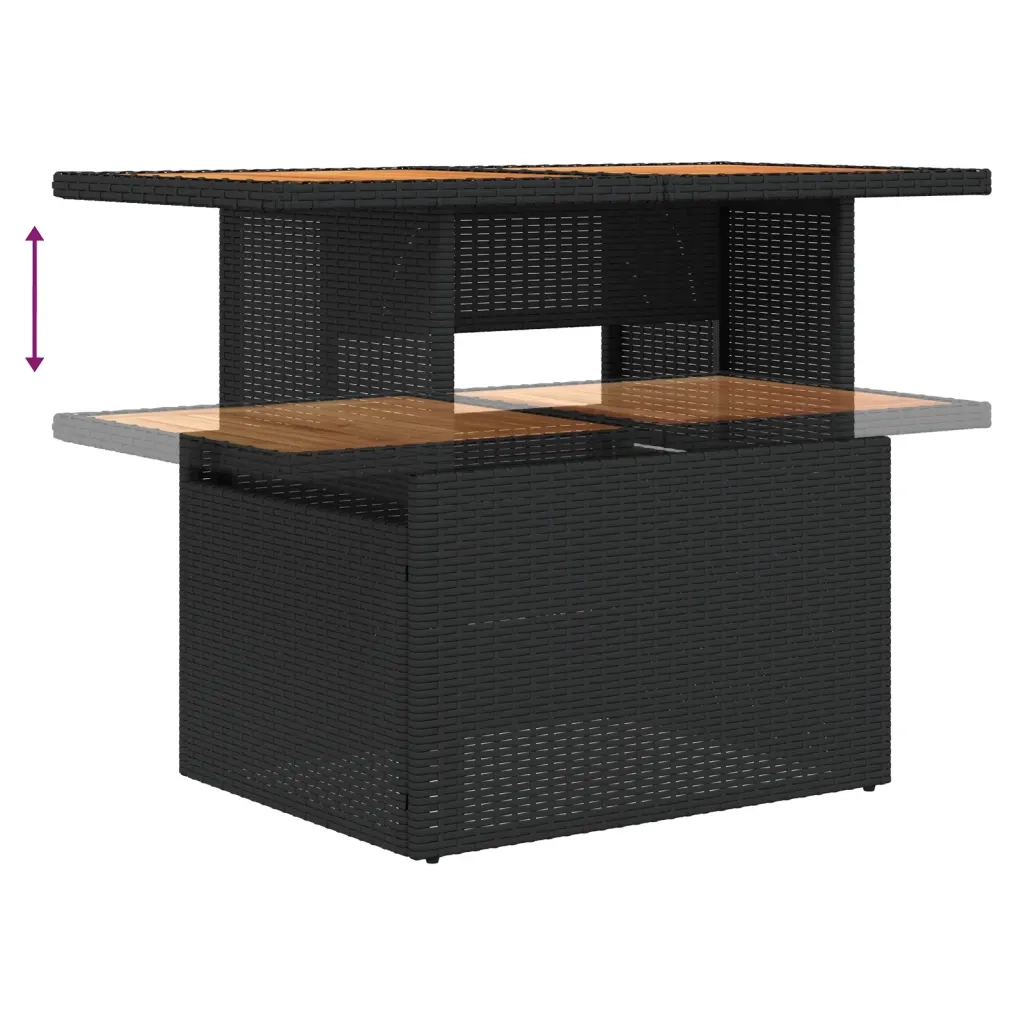 Set Divani da Giardino 2 pz con Cuscini Nero Polyrattan Acacia 3277498