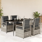 Set da Pranzo da Giardino 5 pz con Cuscini in Polyrattan Grigio 3262988