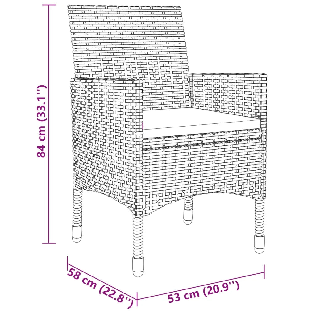 Set da Pranzo Giardino 5 pz Polyrattan e Vetro Temperato Beige 3058420