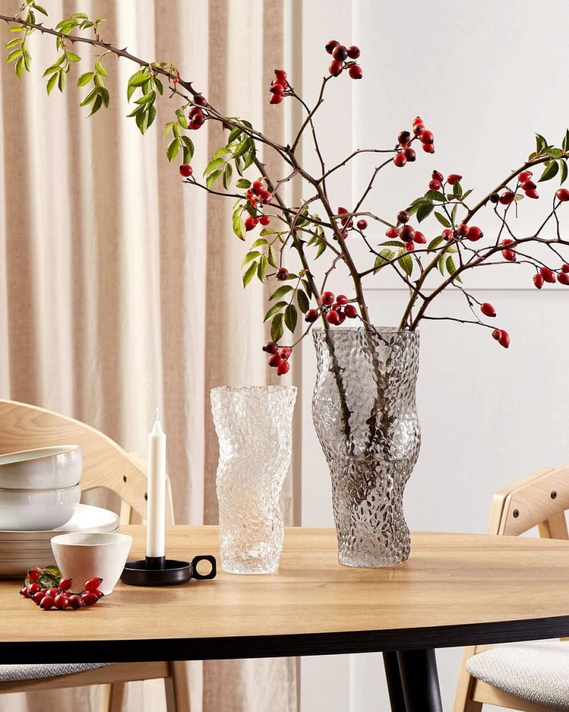 Vaso da tavolo in vetro trasparente 23 cm decorazione moderna