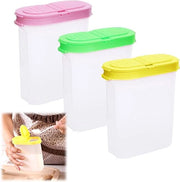 Contenitori per spezie 250 ml - doppio coperchio - scatole di poliestere - contenitori per cucina - spezie sale zucchero pepe - a tre colori - 3 pezzi Contenitori per spezie
