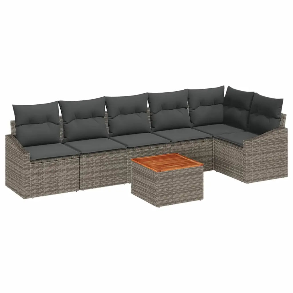 Set Divano da Giardino con cuscino 7 pcs Grigio polyrattan 3347839