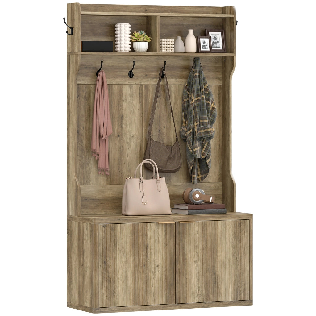 Mobile ingresso appendiabiti con scarpiera ¨C Xylo ¨C legno rovere 100x38x172 cm