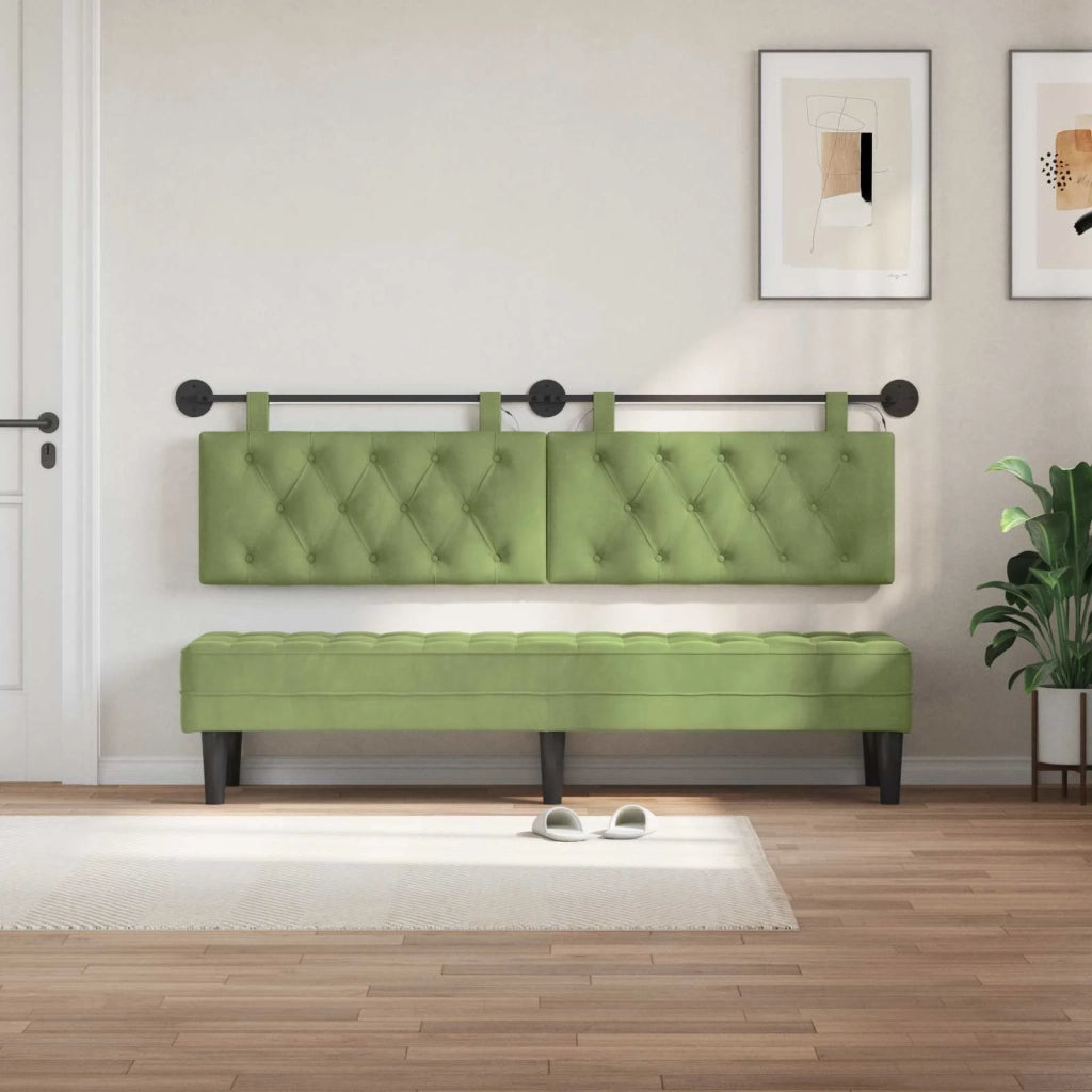 Testiera sospesa Con luce LED Verde chiaro Velluto 3424696