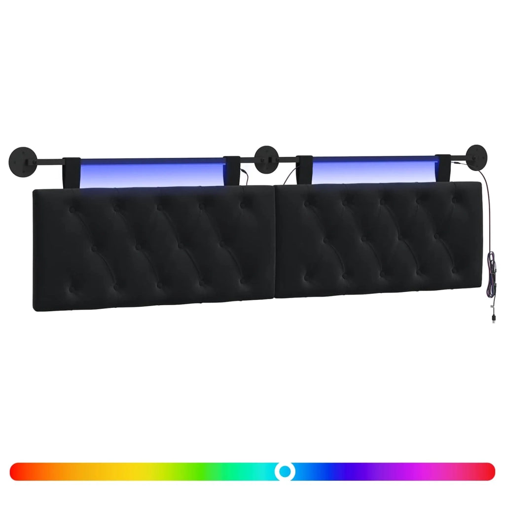 Testiera sospesa Con luce LED Nero Velluto 3424699