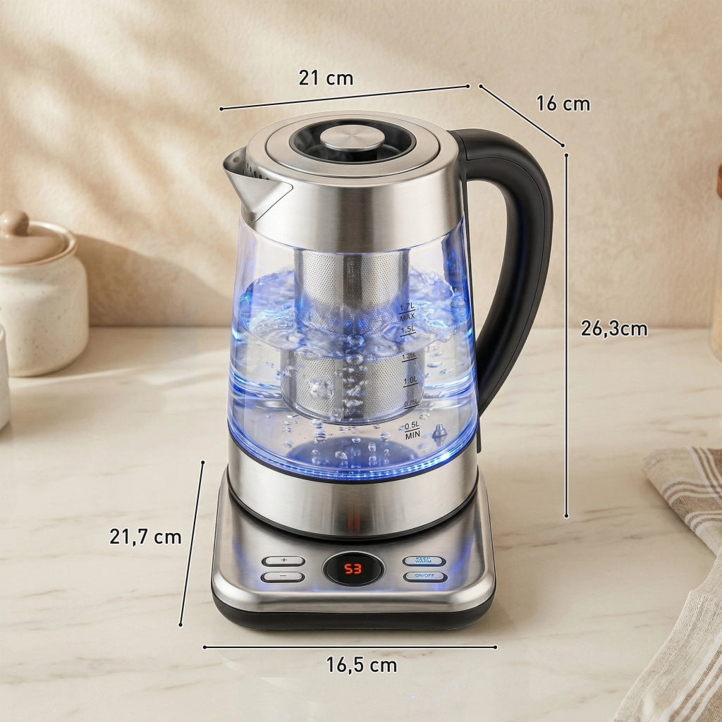 Bollitore Elettrico 1.7L ¨C Xylo ¨C 2200W con Infusore e Termostato Strix