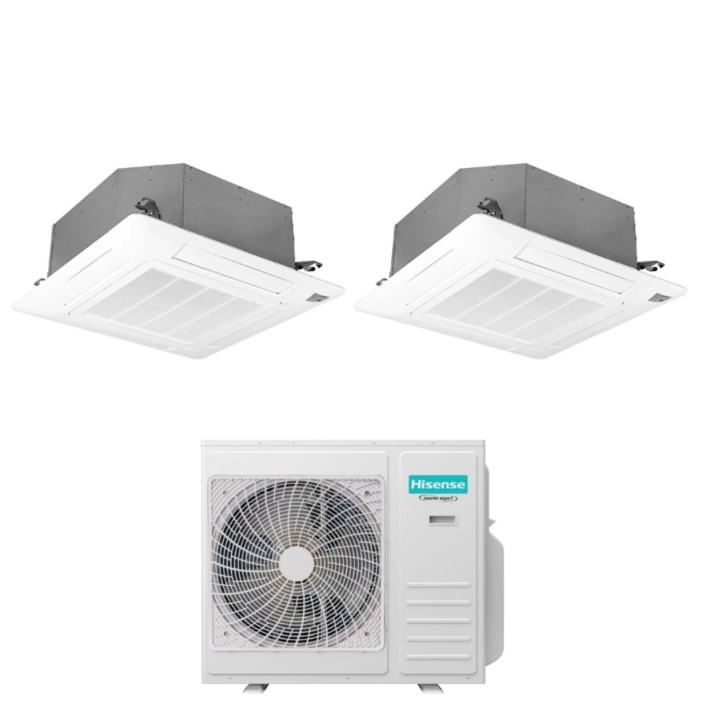 Condizionatore Dual Split a Cassetta Hisense 18+18 con 5AMW105U4RQC R-32 Wi-Fi Optional con Telecomando e Pannello