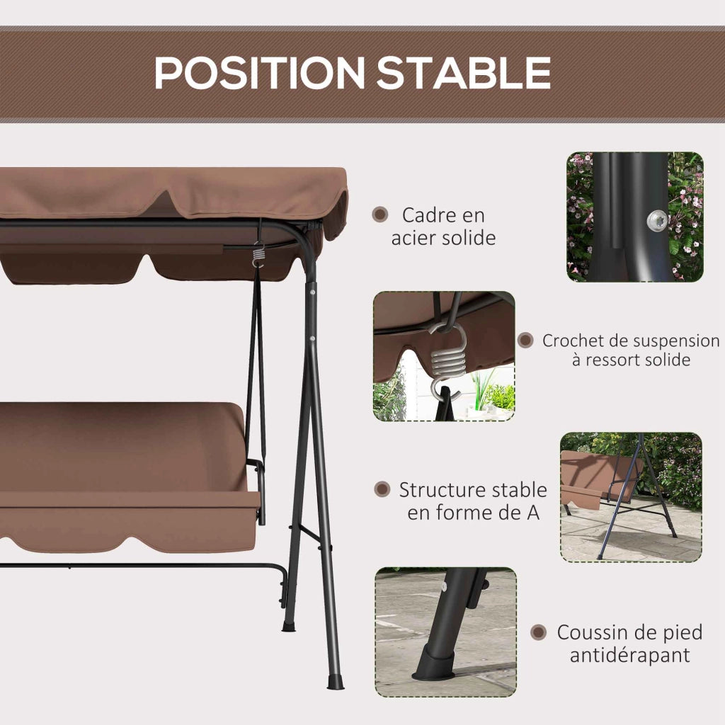 Amaca da giardino 3 posti con cuscini ¨C Minimal ¨C 172x110x153 cm nero marrone