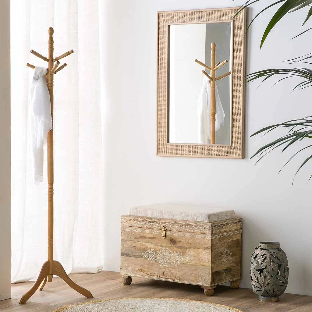 Specchio in MDF e griglia, marrone, 70x2,5x100 cm