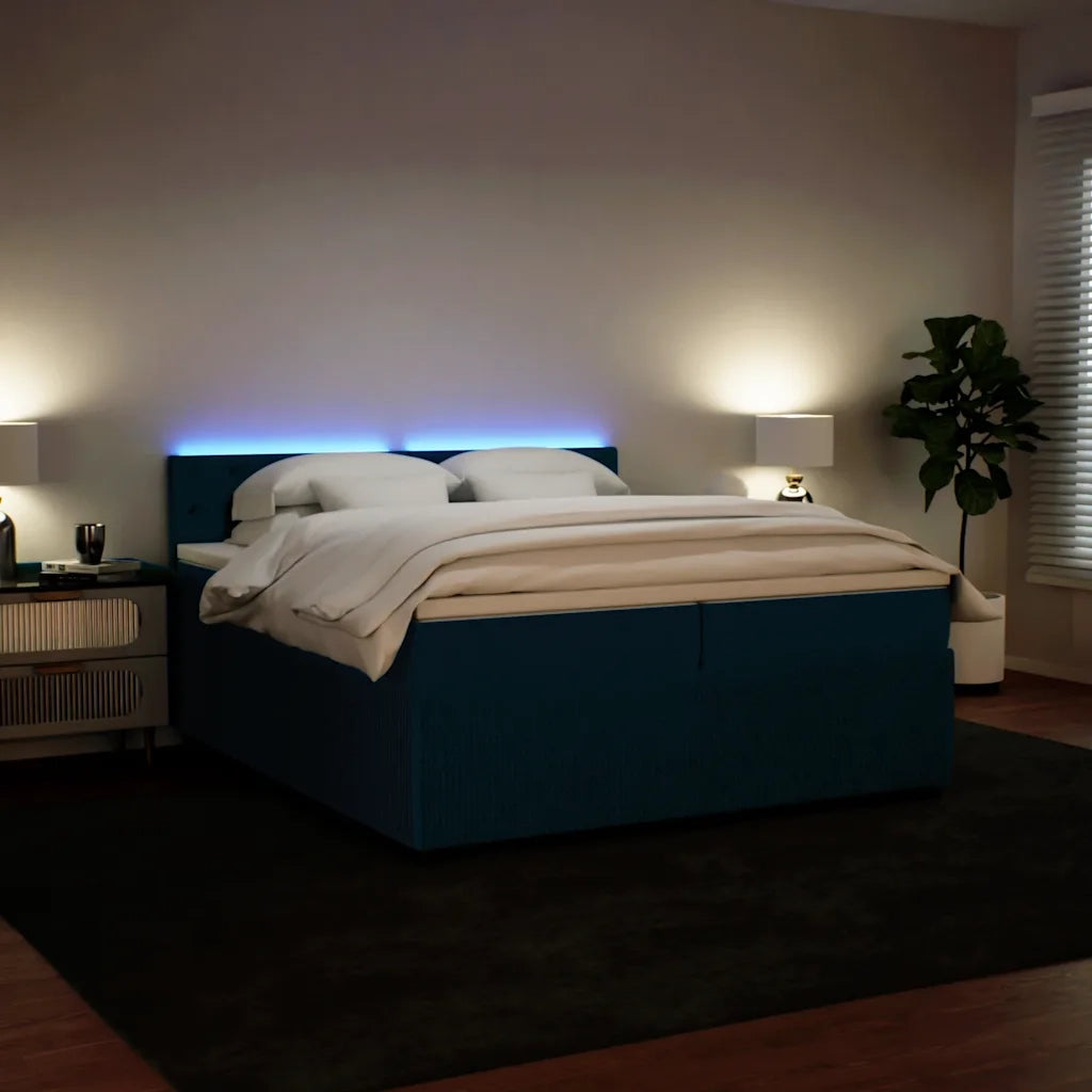Giroletto a Molle con Materasso Blu 200x200 cm in Velluto 3290146