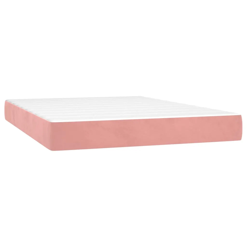 Letto a Molle con Materasso e LED Rosa 140x190 cm in Velluto 3139744