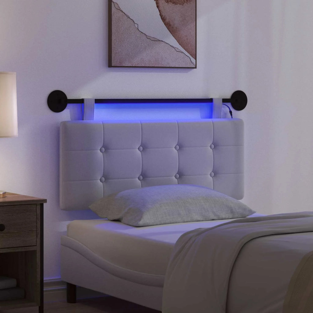 Testiera | Testata sospesa Con luce LED Bianco Tessuto