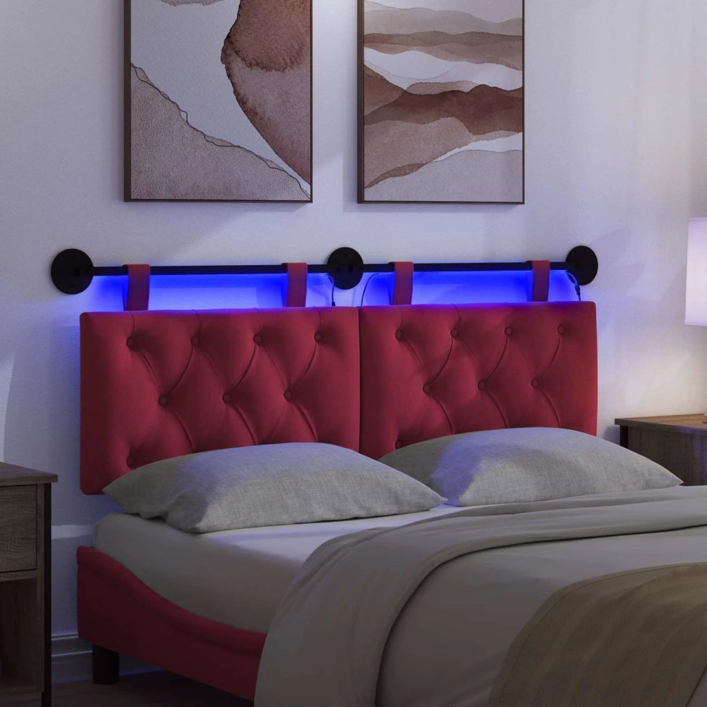 Testiera sospesa Con luce LED Rosso Vino Velluto 3424642