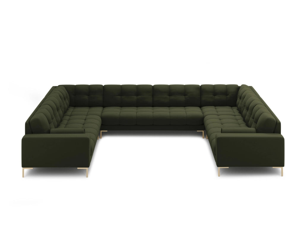 Cosmopolitan Design - Divano panoramico "Bali" 9 posti in tessuto strutturato verde 
