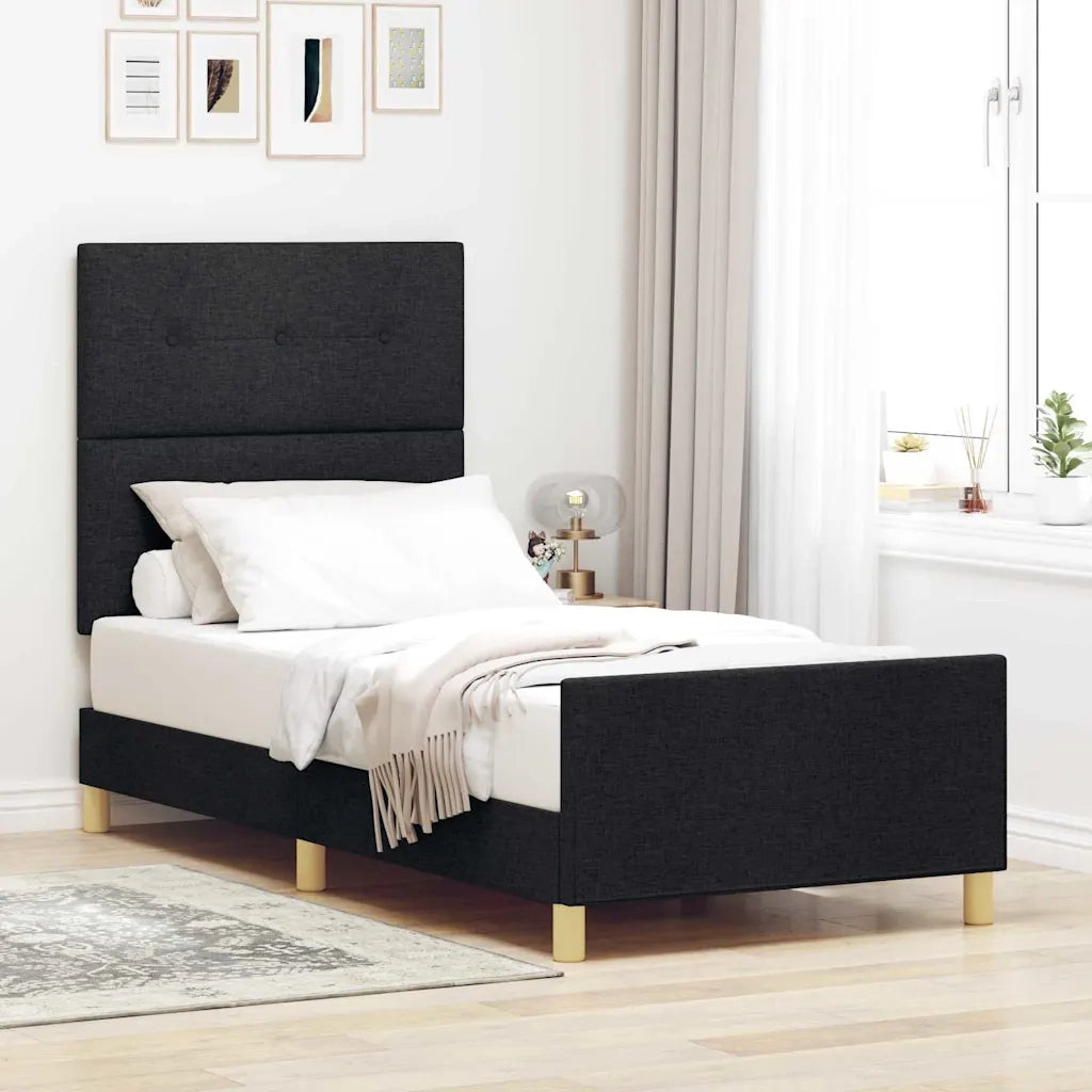 Struttura del letto con testiera Nero 90 x 200 cm Tessuto