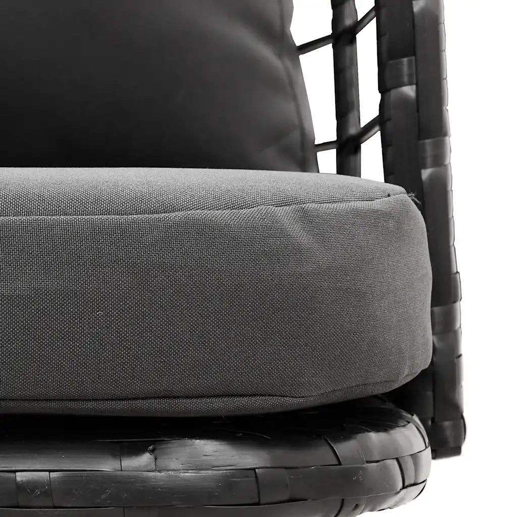 Poltrona da Giardino con Cuscini in Polyrattan Nero 4108259