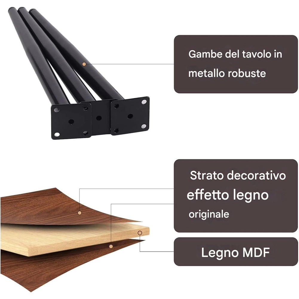 Set 2 Tavolini da Caffè Rotondi Ø60 cm e Ø50 cm Design Industrial in MDF e Metallo Noce