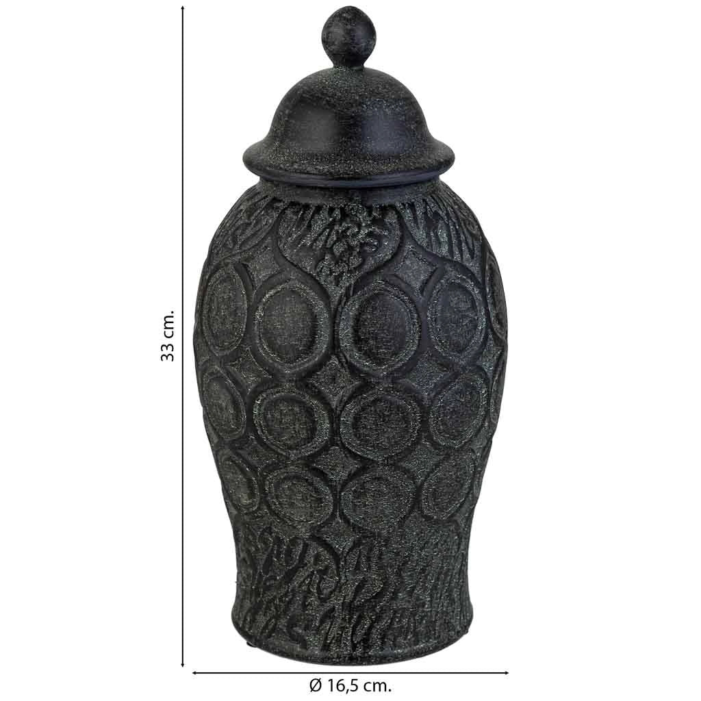Vaso in ceramica nera, d16,5x33h cm