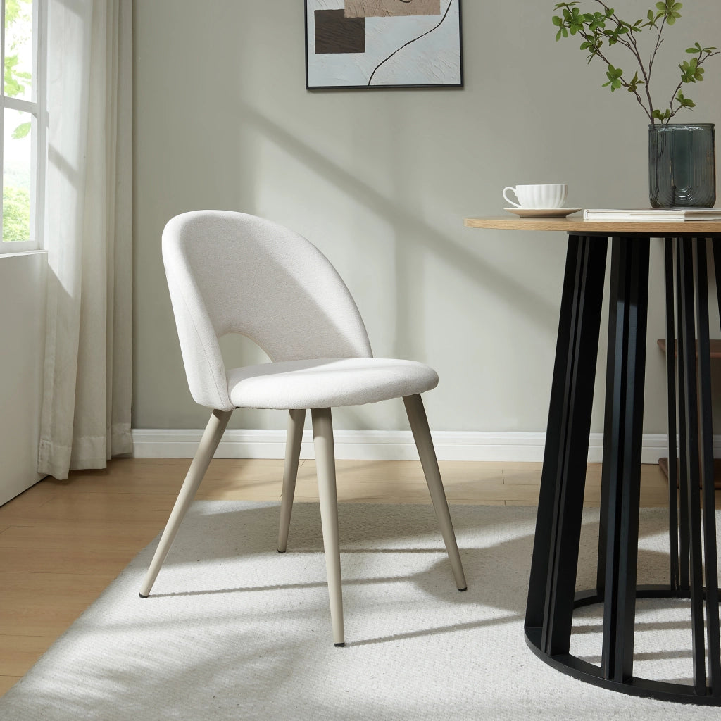 Set Karijoki di 6 Sedie Imbottite da Sala Pranzo Rivestimento in Tessuto - Beige [en.casa]