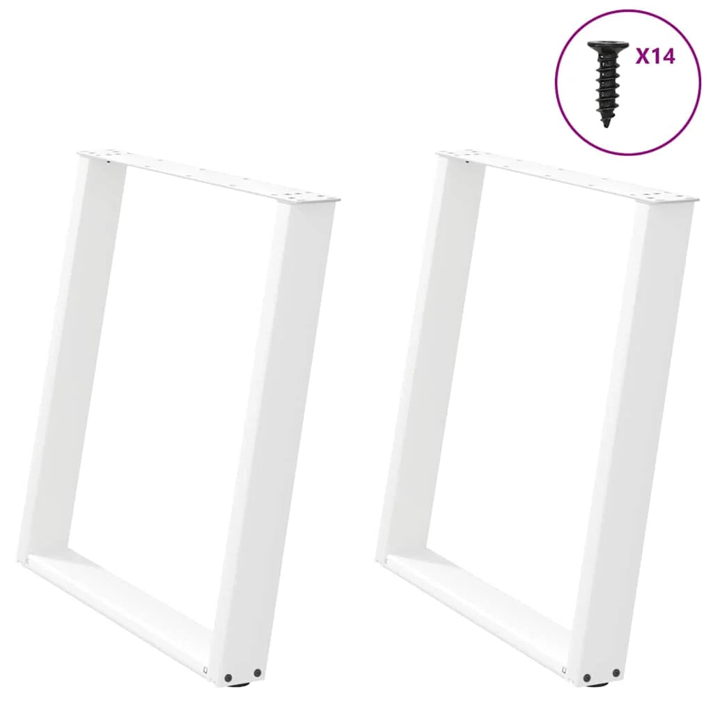 Set di 2 gambe regolabili per tavolo da pranzo a forma di U 70 x 72-73 cm design moderno acciaio bianco 02_0057073