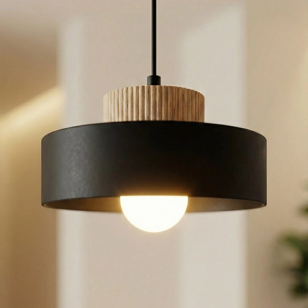 Lampadario KIVI Japandi nero E27 doppio paralume Emibig