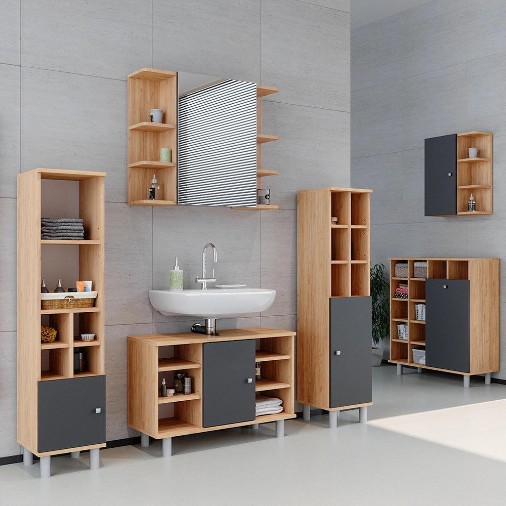 Vicco Set mobili bagno Quercia dorata 2 parti