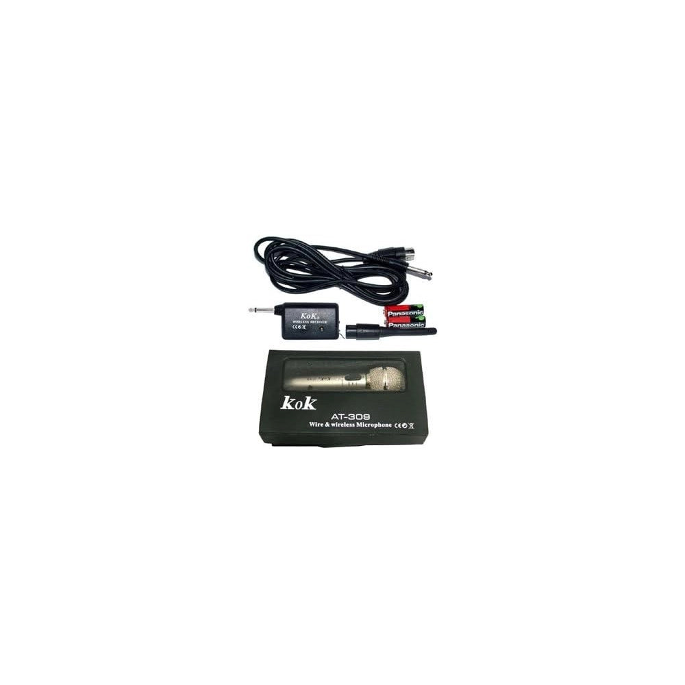Trade Shop - Microfono Wireless E Con Cavo Filo 2 In 1 Per Karaoke Cantare 309 -
