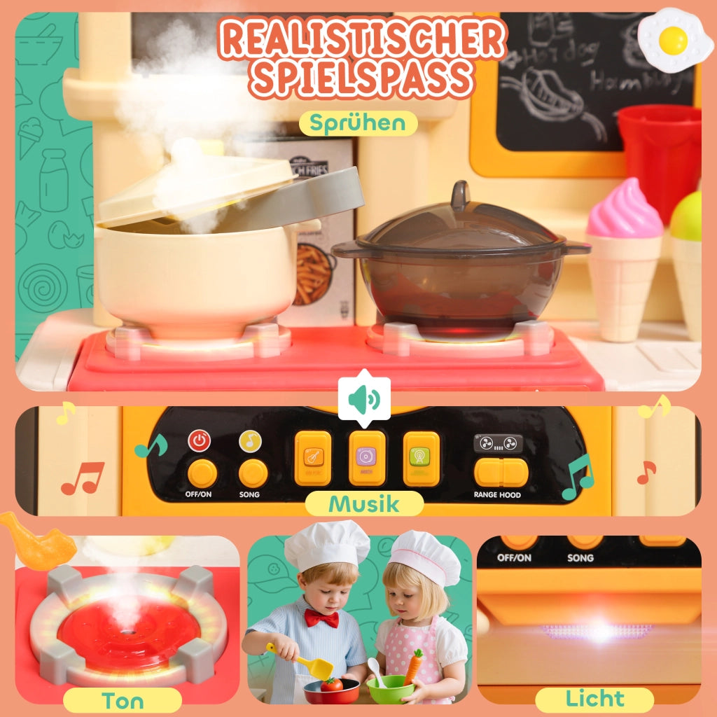 Cucina Giocattolo Bambini con Accessori ¨C Zephmum ¨C Verde, Plastica, 85 Pezzi