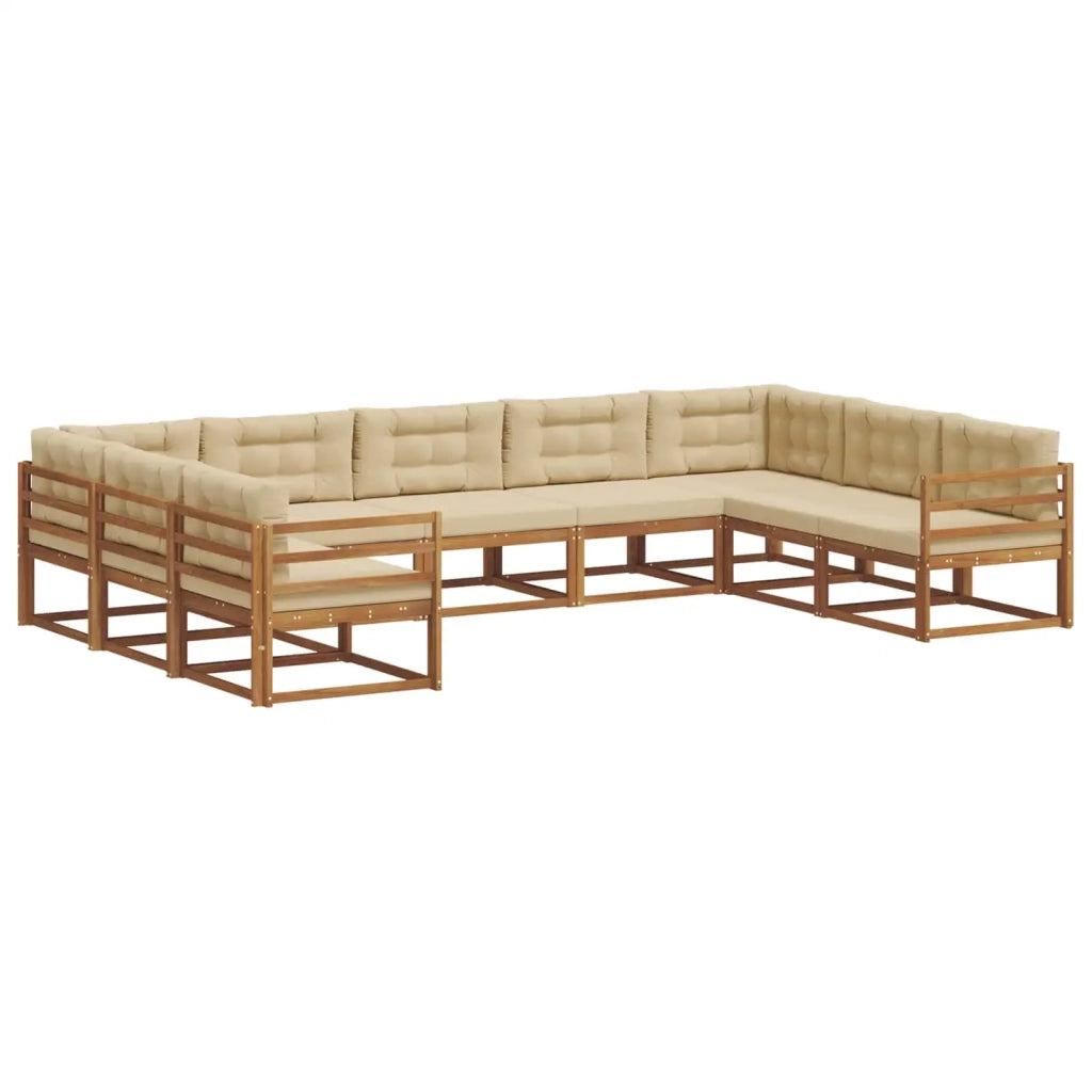 Set di divani da esterno con cuscino 9 pcs Naturale e Beige 3368156