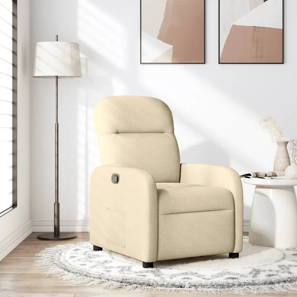 Poltrona | Sedia Relax Reclinabile in Tessuto Crema