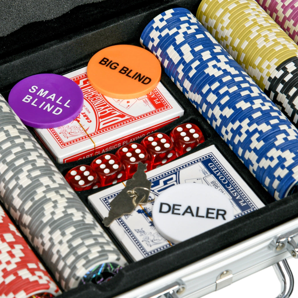 Set di Poker con Custodia ¨C Minimal ¨C 500 Chips, per 9-10 Giocatori, Argento