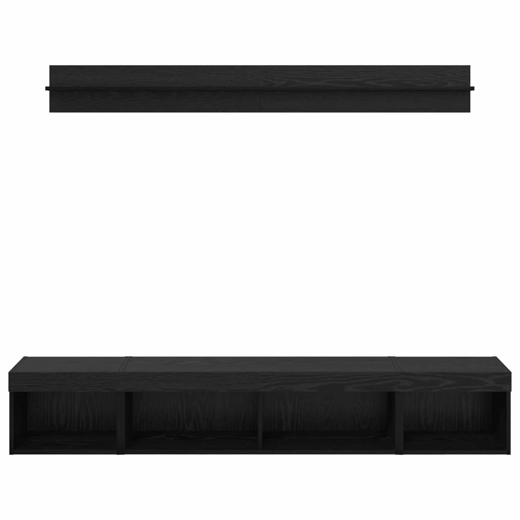 Set di Mobiletto da TV a Parete con led 5 pz | Armadietto TV | Mobile Porta TV Rovere Nero