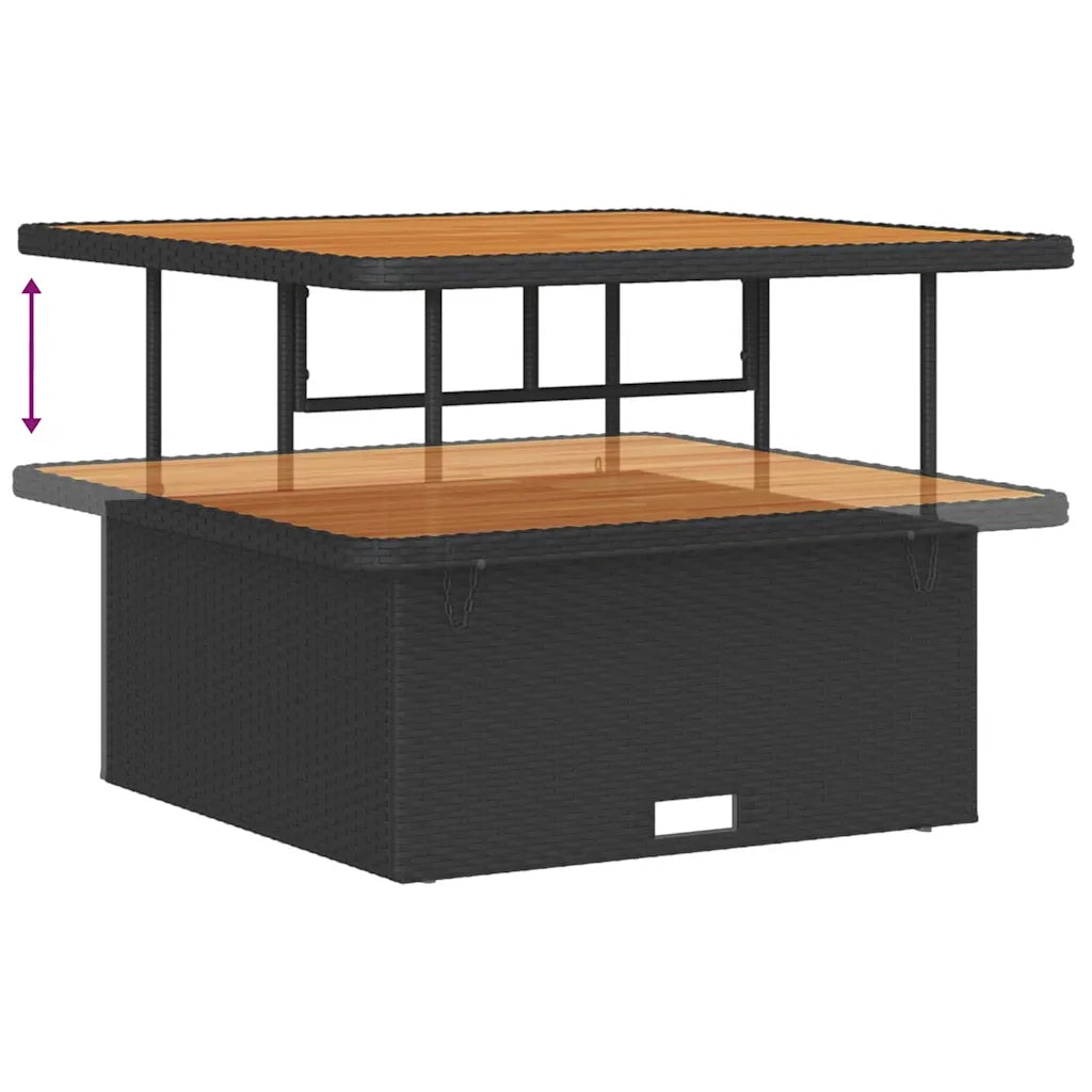 Set Divano da Giardino con cuscino 9 pcs Nero polyrattan