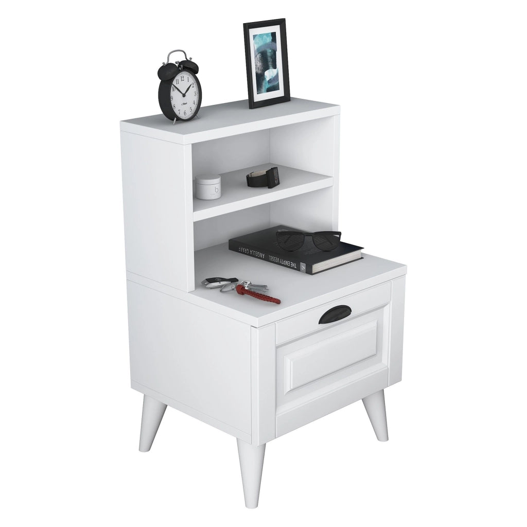 Offagna, Comodino un Ripiano, 45x40x74h cm Bianco