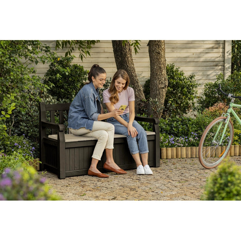 Panchina Contenitore da Esterno Eden Bench 265L con Seduta - Marrone - Keter