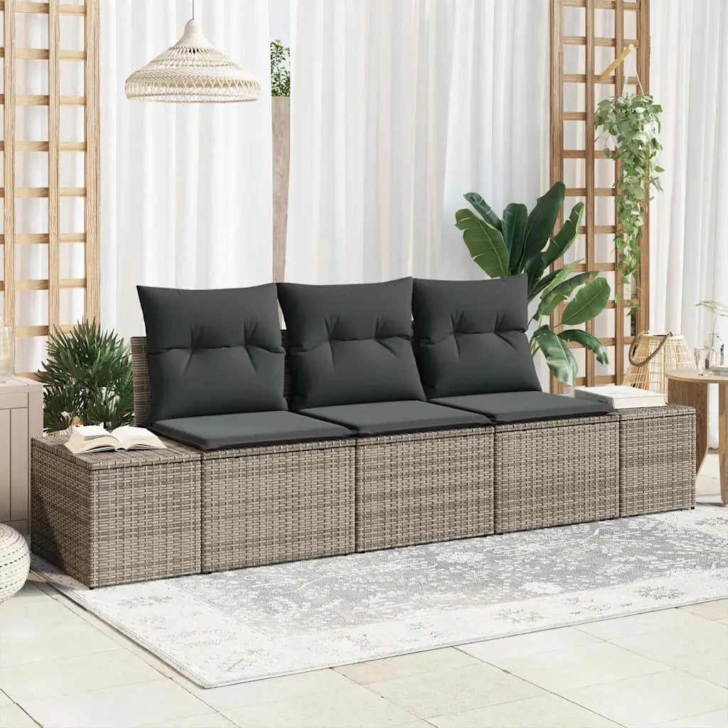 Set di divani con cuscino 3 pcs Grigio polyrattan 3346919