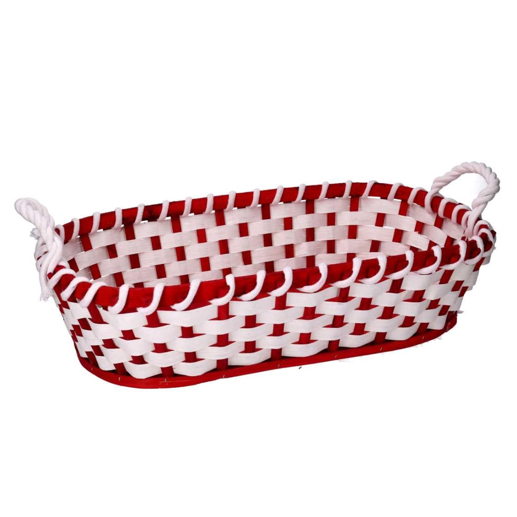Cesta vimini rosso ovale cm45x35h12