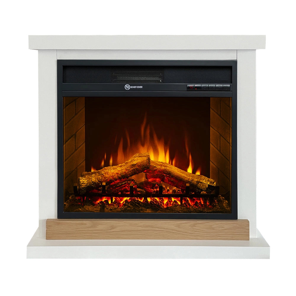 Camino Elettrico da Terra 75x28x70 cm Stoccolma in Legno Bianco L75xP28xH70 cm