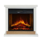 Camino Elettrico da Terra 75x28x70 cm Stoccolma in Legno Bianco L75xP28xH70 cm