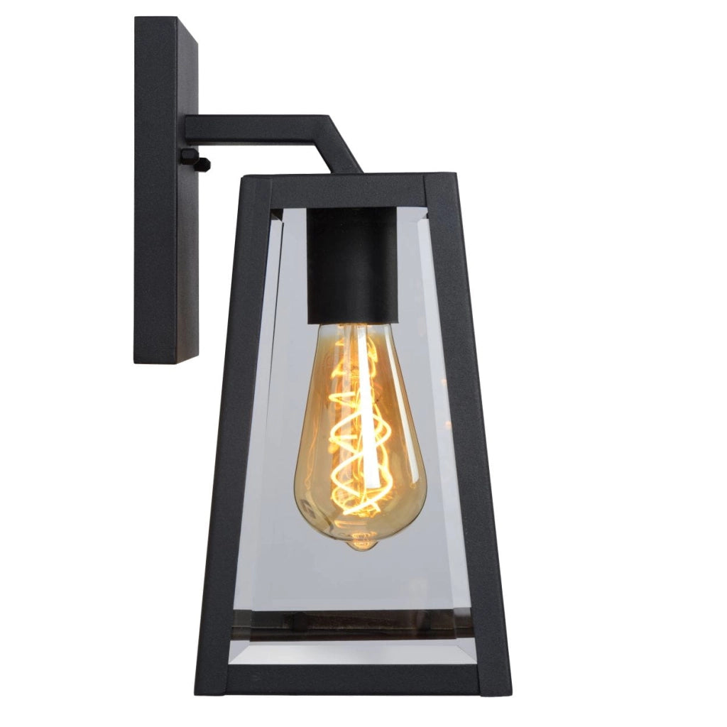 Applique esterna Lucide Matslot E27 60W nera vetro IP23