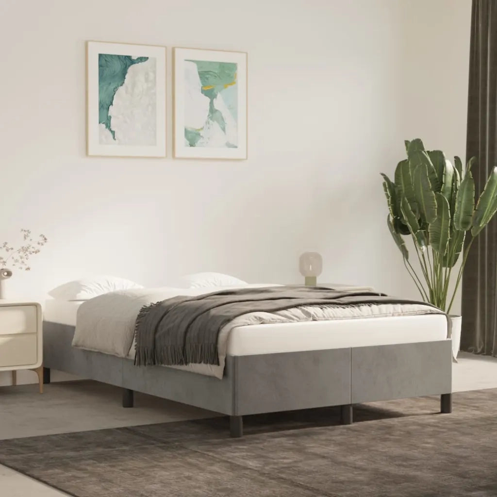 Letto matrimoniale | Letto per adulti | Giroletto senza Materasso Grigio Chiaro 120x200 cm Velluto