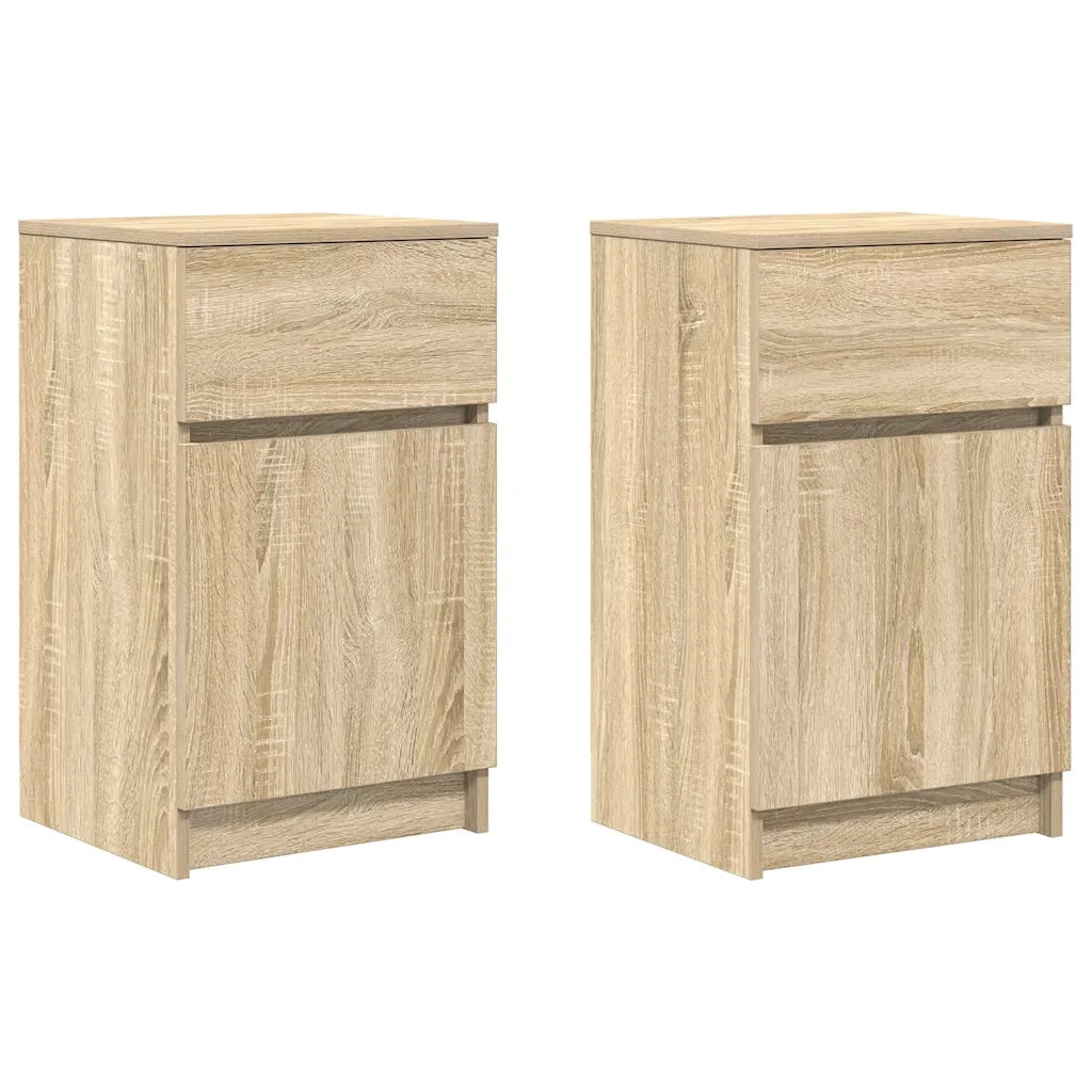 Set di 2 Comodini | Armadio da Notte | Mobiletto da notte Rovere Sonoma 39x35x65 cm in Legno Multistrato