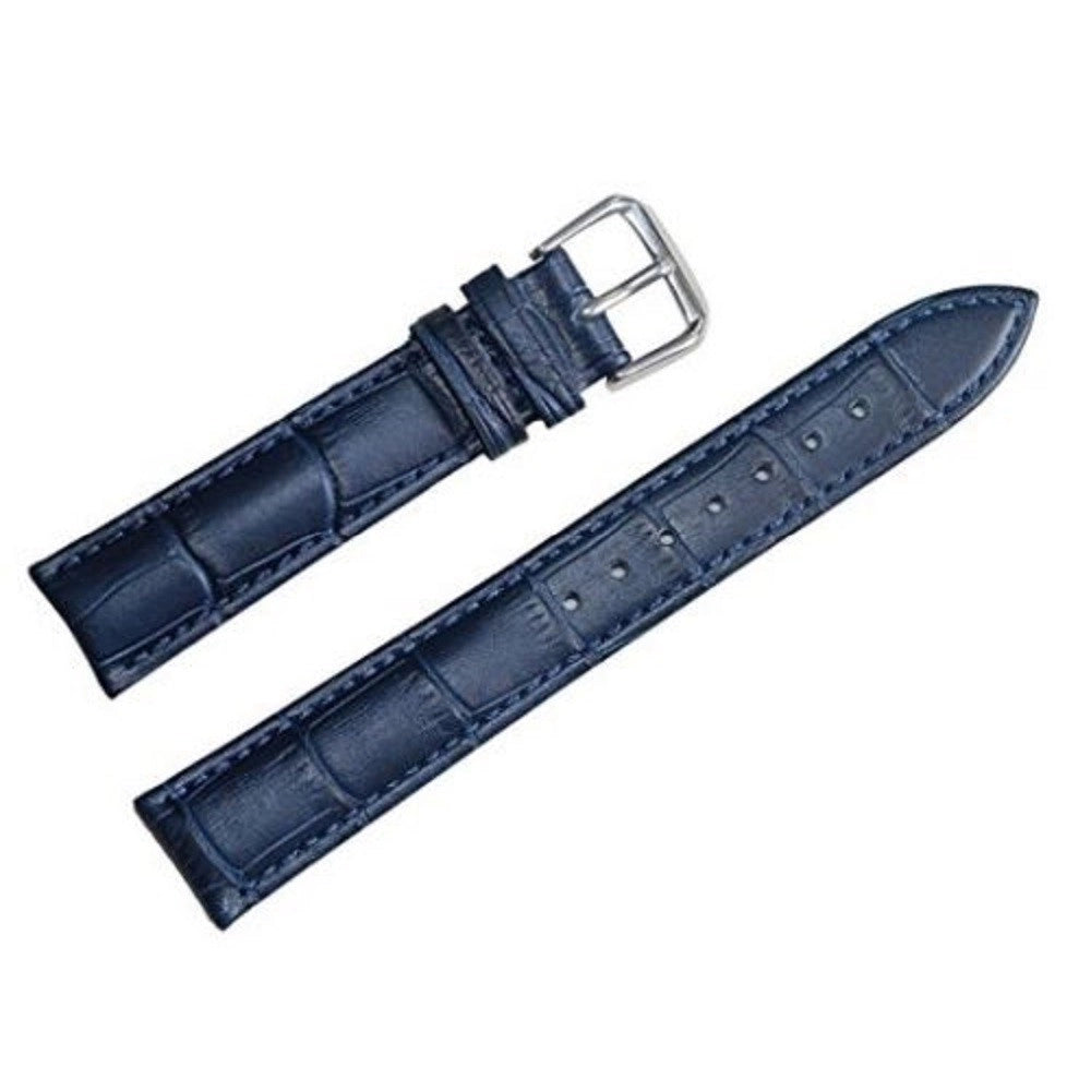 Trade Shop - Cinturino In Pelle Universale Ricambio Per Orologio Larghezza 16mm Blu -
