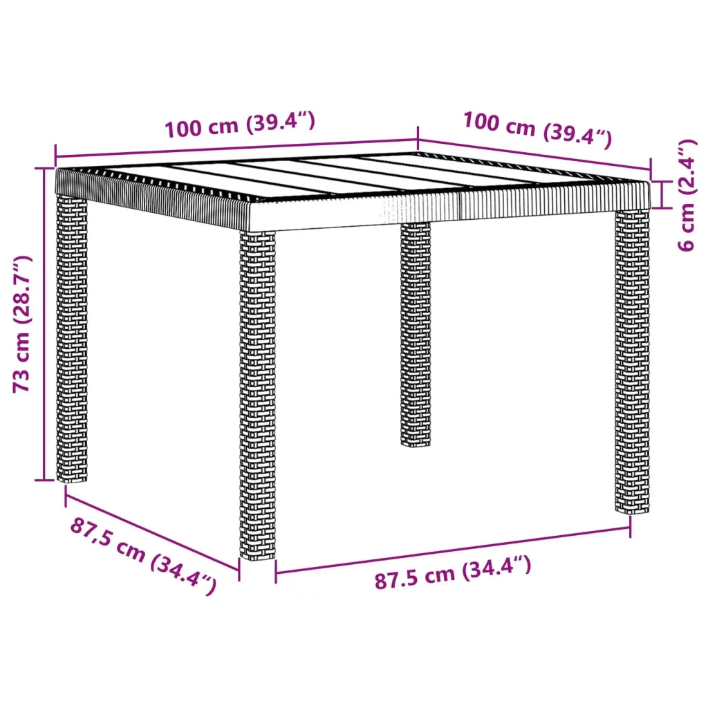 Set da Pranzo per Giardino 3 pcs Marrone Polipropilene