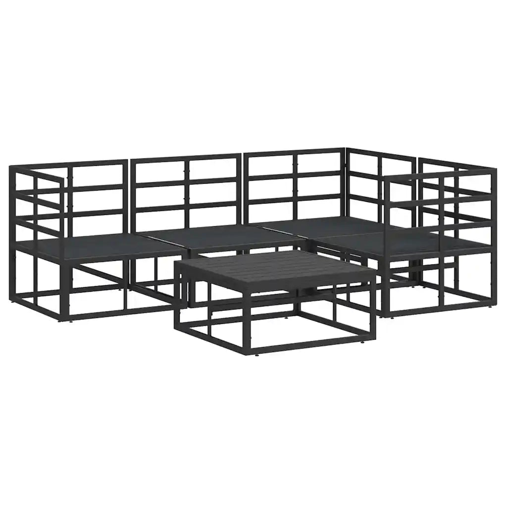 Set Divano da Giardino con cuscino 5 pcs Nero Alluminio